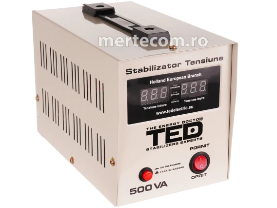 Stabilizator retea maxim 500VA-AVR LCD 2 iesiri schuko TED000194