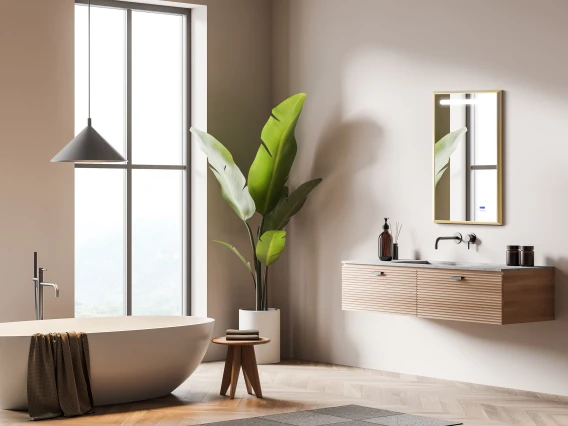 Oglindă baie cu iluminare, afisaj și dezaburire, 90x60cm, Meco WLM60