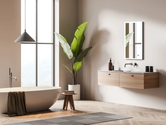 Oglindă baie cu iluminare, afisaj și dezaburire, 90x60cm, Meco WLM60DK