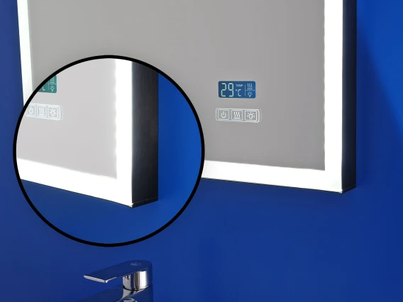 Oglindă baie cu iluminare, afisaj și dezaburire, 90x60cm, Meco WLM60DK