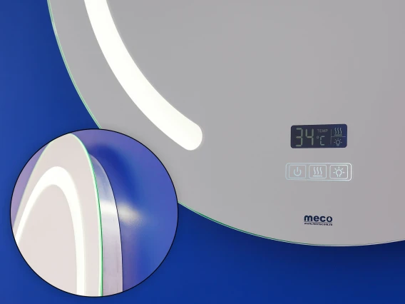 Oglindă baie rotundă cu iluminare, afisaj si dezaburire, diametru 75cm, Meco WLM75