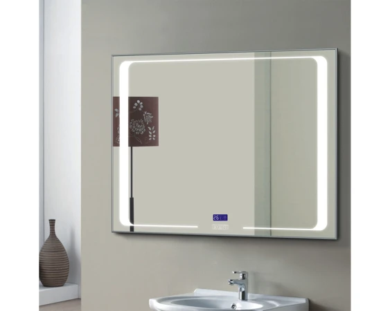 Oglinda Cristal cu iluminare, afisaj si dezaburire, 100x75cm, Meco WLM100BK