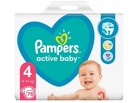 Pampers active baby numarul 4 76 bucati