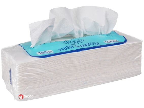 Prosoape de bucatarie in V alb Papely 21x25cm 2straturi 150bucati