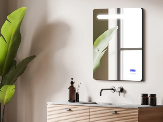 Oglindă baie cu iluminare, afisaj și sistem dezaburire 70x50cm Meco WLM50