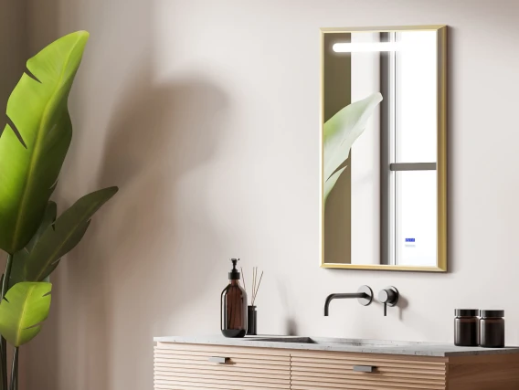 Oglindă baie cu iluminare, afisaj și dezaburire, 90x60cm, Meco WLM60
