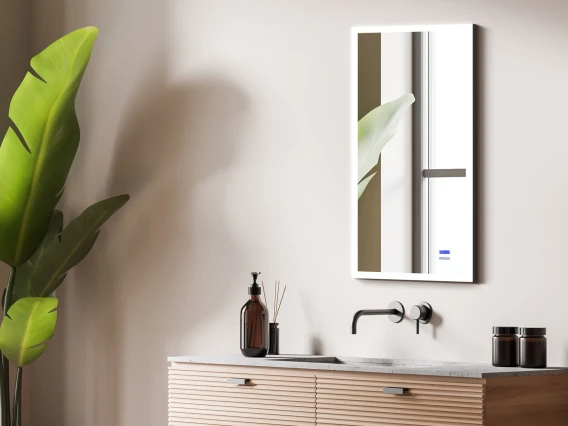 Oglindă baie cu iluminare, afisaj și dezaburire, 90x60cm, Meco WLM60DK