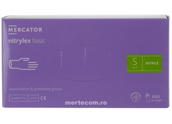 Manusi nepudrate nitril mov Nitrylex Basic Mercator (100buc/cutie) marime S