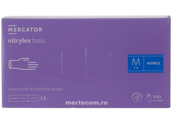 Manusi nepudrate nitril mov Nitrylex Basic Mercator (100buc/cutie) marime M