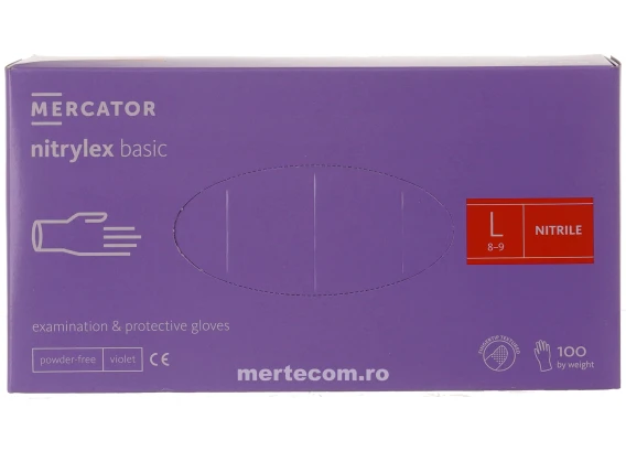 Manusi nepudrate nitril mov Nitrylex Basic Mercator (100buc/cutie) marime L