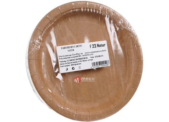 Farfurii rotunde din carton natur biodegradabil 23cm 50bucati/set