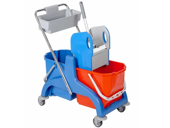 Carucior curatenie Bayersan Duo 2 galeti x 25 litri, suport accesorii, storcator profesional