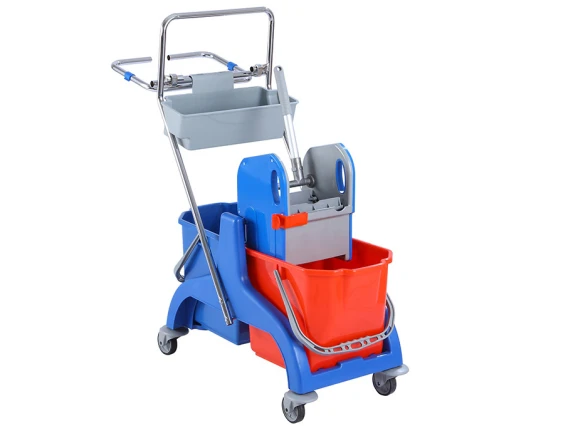 Carucior curatenie Bayersan Duo, 2 galeti x 25 litri, suport accesorii, sac si storcator profesional