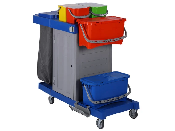 Carucior spital Bayersan pentru mop plat cu dulap si sac gunoi