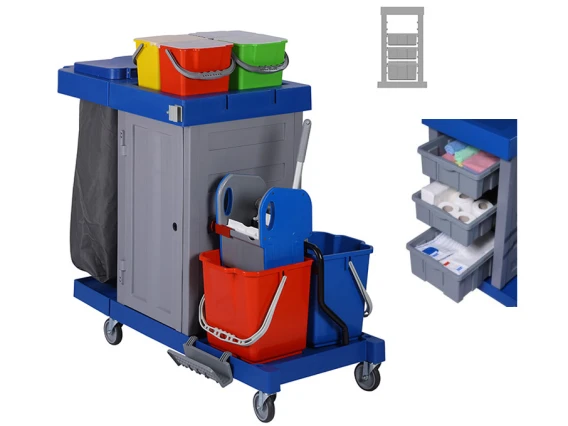 Carucior spital Bayersan cu doua galeti 36 litri, dulap si sac gunoi