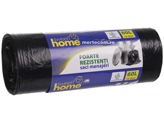 Saci menajeri rezistenti negri Sweet Home 60 litri 20 buc