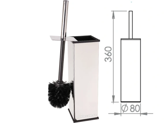 Perie wc patrata inox Elegant Meco 374 H-36cm