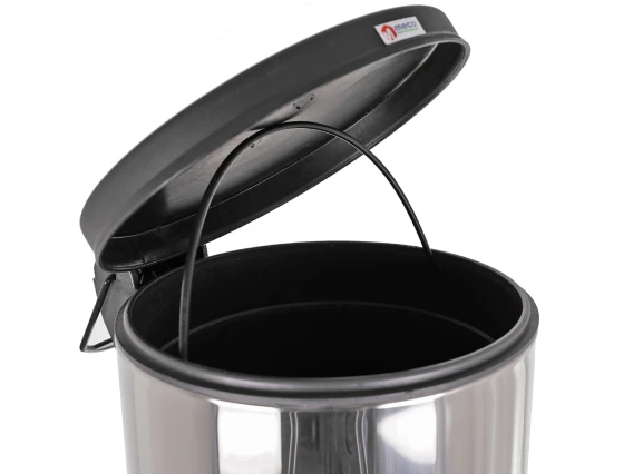Cos gunoi inox lucios capac negru Meco 40 litri Q31 H-62cm