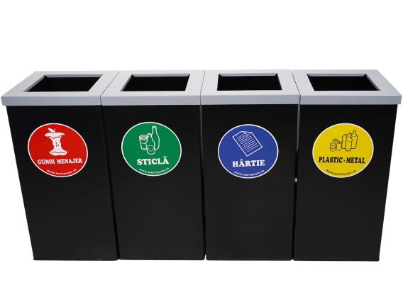 Set 4 cosuri negre colectare selectiva Meco 1309 200litri