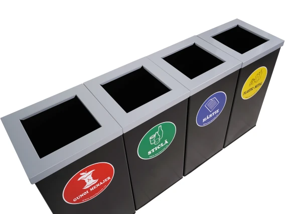 Set 4 cosuri negre colectare selectiva Meco 1309 200litri