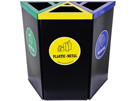 Set cosuri negre colectare selectiva Meco 1307 3x20 litri H-60cm