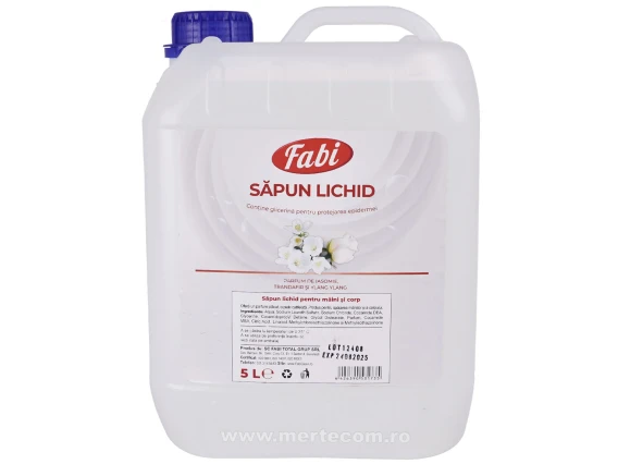 Săpun lichid alb iasomie si trandafir cu glicerină Fabi 5 litri