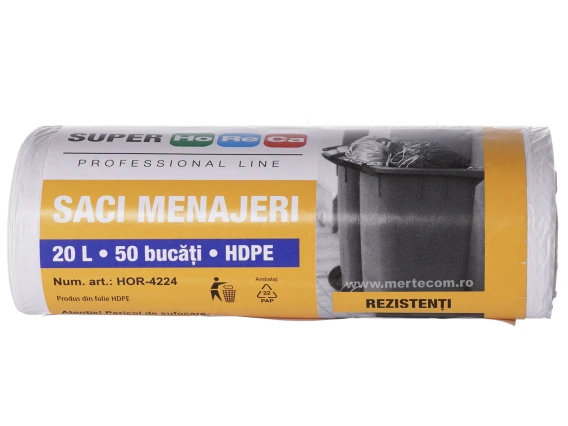 Saci menajeri albi Super Horeca 20 litri 50 bucati