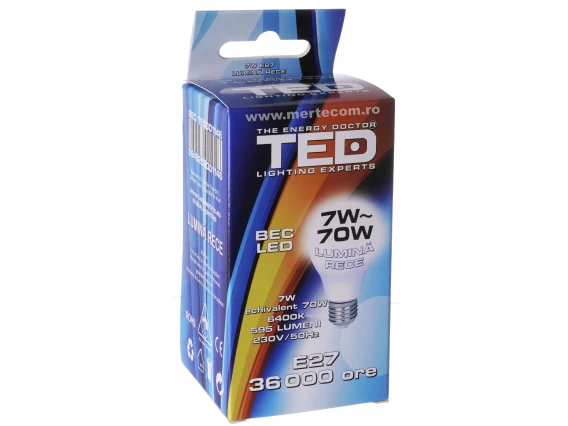 Bec led Ted107R E27 lumina rece 6400k 7W