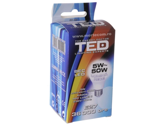 Bec led Ted105R E27 lumina rece 6400k 5W