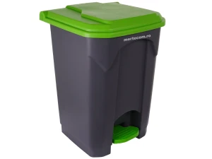 Cos colectare selectiva din plastic cu pedala 45 litri H-60cm (Verde)