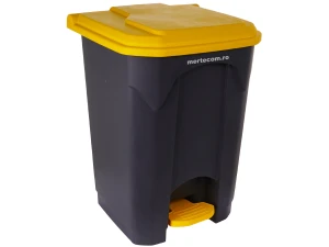 Cos colectare selectiva din plastic cu pedala 45 litri H-60cm (Galben)