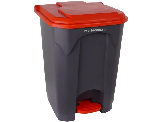 Cos colectare selectiva din plastic cu pedala 45 litri H-60cm (Rosu)