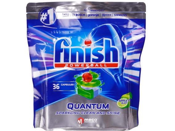 Detergent vase pentru masina de spalat Finish Powerball Quantum Apple 36 tablete