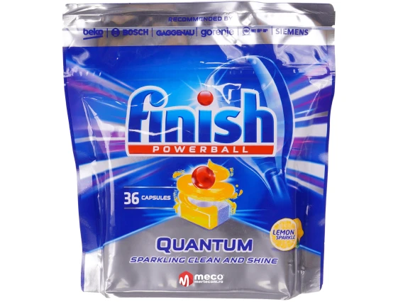 Detergent vase pentru masina de spalat Finish Powerball Quantum Lemon 36 tablete