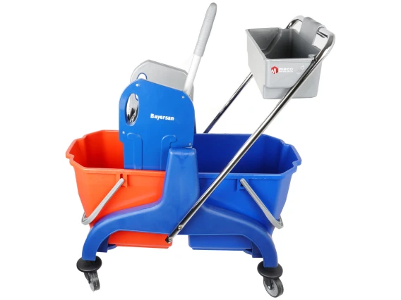 Carucior curatenie Bayersan Duo 2 galeti x 25 litri, suport accesorii, storcator profesional