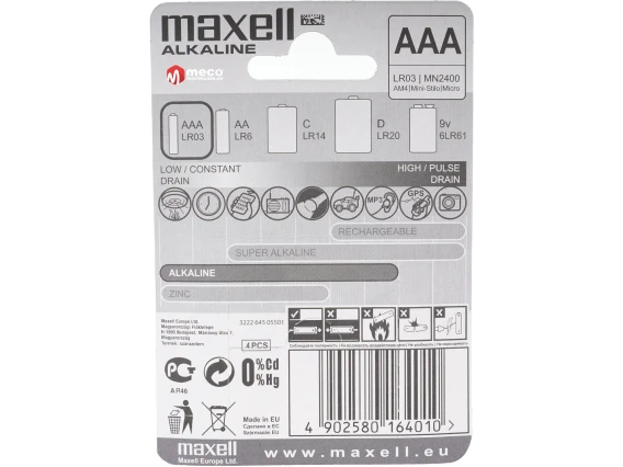 Baterie Alcalina Maxell LR03 4buc