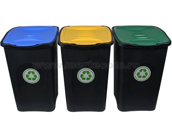 Cos gunoi colectare selectiva EcoGreen 50 litri H56cm (Alb)