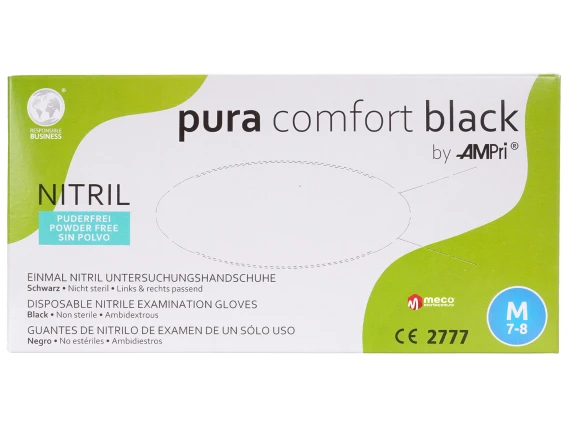 Manusi nepudrate nitril negre Pura Comfort marimea M 100Buc/Set