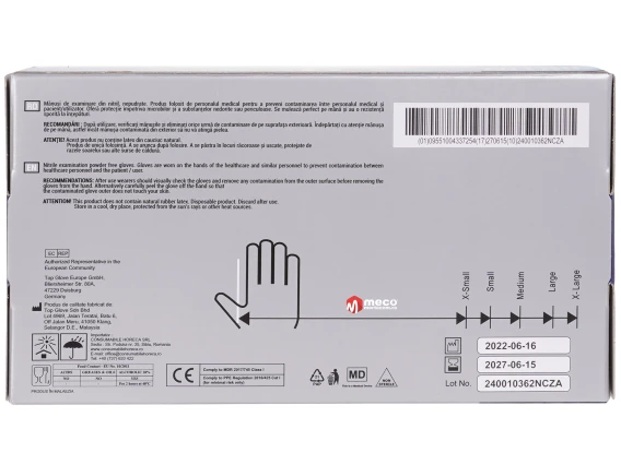 Manusi nepudrate nitril albastre MEDICA (100buc/cutie) marime L