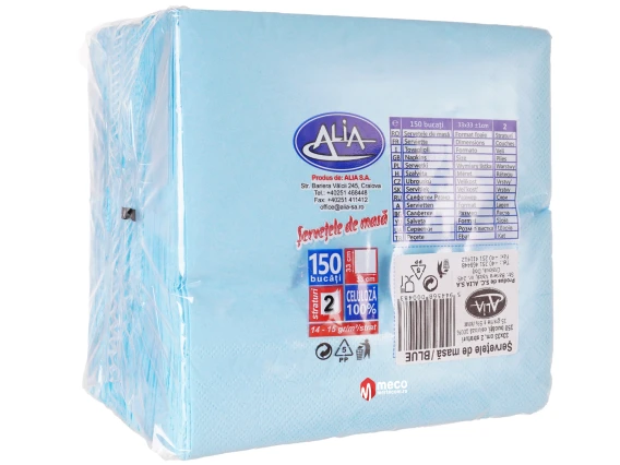 Servetele masa colorate Alia 33x33cm 2str 150buc (Albastru)