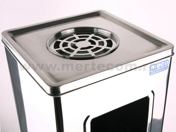 Cos gunoi cu scrumiera inox lucios Meco 24cm H-58cm