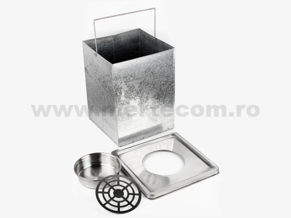 Cos gunoi cu scrumiera inox lucios Meco 24cm H-58cm