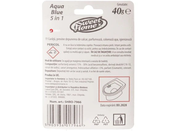 Odorizant WC solid Sweet Home 40g (Aqua Blue)