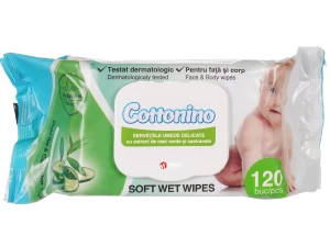 Servetele umede cu capac Cottonino 120buc (Ceai verde si Castravete)