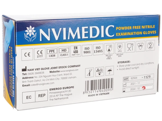 Manusi nepudrate nitril albastru Nvimedic 100buc/set marimea M