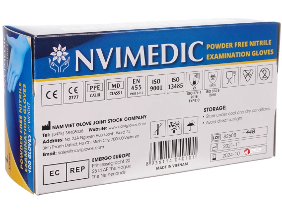 Manusi nepudrate nitril albastru Nvimedic 100buc/set marimea L