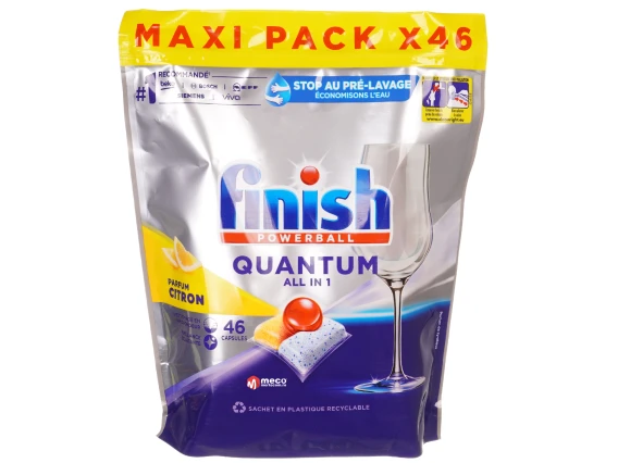 Detergent vase pentru masina de spalat Finish tablete all in 1 Quantum Lemon 46 Buc