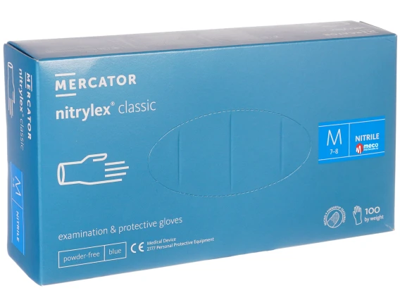 Manusi nepudrate nitril albastre Nitrylex Classic Mercator (100buc/cutie) marime M