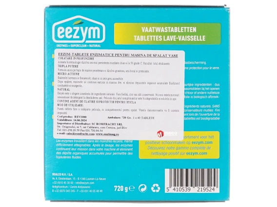 Tablete pentru masina de spalat vase Eezym bio 40 buc Menta