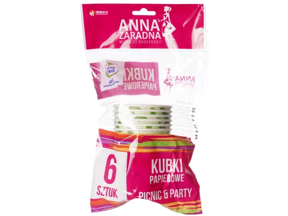 Pahare carton cu model de unica folosinta Anna 6 buc/set